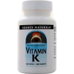Source Naturals Vitamin K (500mcg) 200 tabs