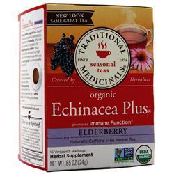Traditional Medicinals Organic Seasonal Wellness Tea Echinacea Plus - Elderberry BEST BY 4/23 16 pckts