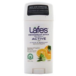 Lafes Natural Bodycare Deodorant Stick - Active Citrus & Bergamot 2.25 oz