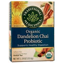 Traditional Medicinals Organic Probiotic Tea Dandelion Chai - Caffeine Free 16 pckts