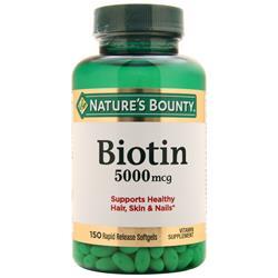 Natures Bounty Biotin (5000mcg) 150 sgels