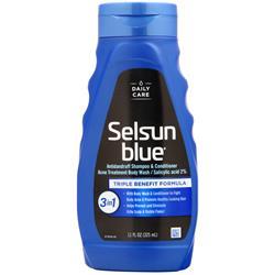 Chattem Selsun Blue Dandruff Shampoo Acne Treatment Body Wash - 3 in 1 11 fl.oz