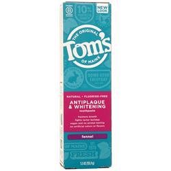 Toms Of Maine Antiplaque & Whitening Toothpaste Fennel - Fluoride-Free 5.5 oz
