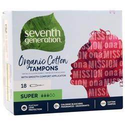 Seventh Generation Organic Cotton Tampons Super with Applicator 18 count