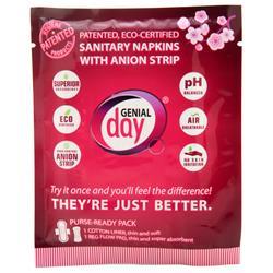 Genial Day Purse-Ready Period Pack 1 Cotton Liner & 1 Reg Flow Pad 1 pack