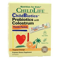 Childlife ChildBiotics Probiotics with Colostrum Powder Packets Tropical Orange 30 pckts