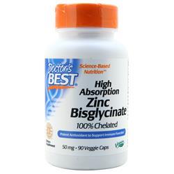 Doctors Best High Absorption Zinc Bisglycinate - 100% Chelated (50mg) 90 vcaps