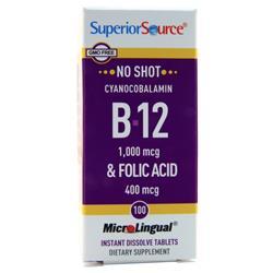 Superior Source No Shot Cyanocobalamin B-12 (1000mcg) & Folic Acid (400mcg) 100 tabs