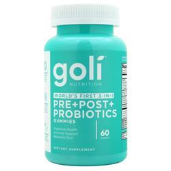Goli Nutrition Worlds First 3-in-1 Pre+Post+Probiotics Gummies 60 gummy