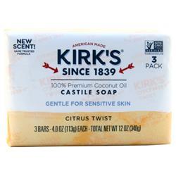 Kirks Natural Gentle Castile Bar Soap Citrus Twist 3 pack