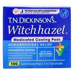 Dickinsons Witch Hazel Medicated Cooling Pads - Hemorrhoidal Relief 100 pads