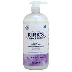 Kirks Natural 3-in-1 Head to Toe Nourishing Cleanser Lavender & Vanilla 32 fl.oz