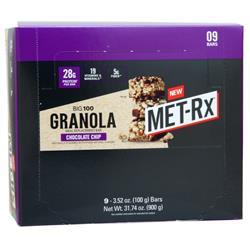 Met-Rx Big 100 Granola Meal Replacement Bar Chocolate Chip 9 bars