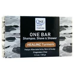 One With Nature One Bar - Shampoo, Shave & Shower Healing Turmeric - Fragrance Free 3.5 oz