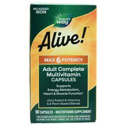 Natures Way Alive! Max6 Potency Adult Complete Multivitamin No Iron 90 caps