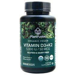 PlantFusion Organic Vegan Vitamin D3 (5000IU) +K2 (50mcg) 60 vcaps