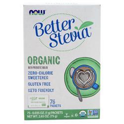 Now Better Stevia Organic Zero-Calorie Sweetener 75 pckts
