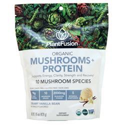PlantFusion Organic Mushrooms + Protein Creamy Vanilla Bean 15 oz