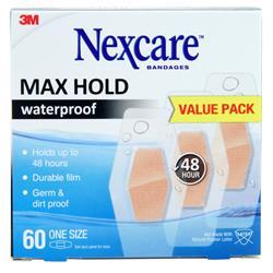 Nexcare Max Hold Waterproof Bandages One Size 60 count