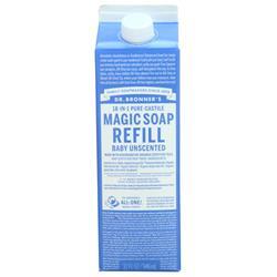 Dr. Bronners Pure-Castile Magic Soap Baby Unscented - Refill Carton 32 fl.oz