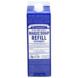 Dr. Bronners Pure-Castile Magic Soap Peppermint - Refill Carton 32 fl.oz