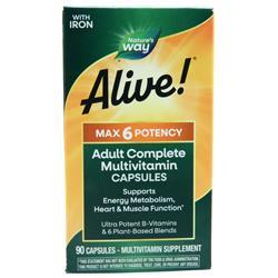 Natures Way Alive! Max6 Potency Adult Complete Multivitamin With Iron 90 caps