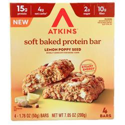 Atkins Soft Baked Protein Bar Lemon Poppy Seed 4 bars