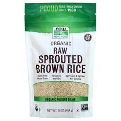 Now Organic Raw Sprouted Brown Rice 16 oz