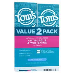 Toms Of Maine Antiplaque & Whitening Toothpaste Peppermint - Fluoride Free 2 pack