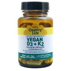 Country Life Vegan D3 + K2 60 vcaps