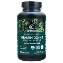 PlantFusion Organic Vegan Vitamin D3 (5000IU) +K2 (50mcg) 120 vcaps